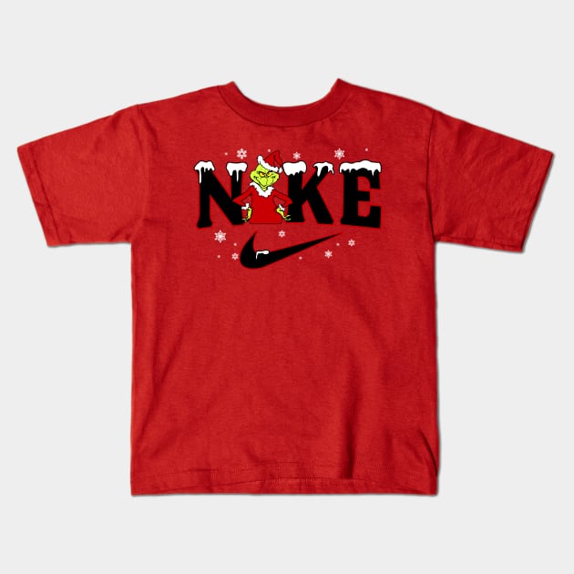 Funny Christmas Grinch Nke Christmas Grinch Snow Kids T-Shirt by Archer Expressionism Style